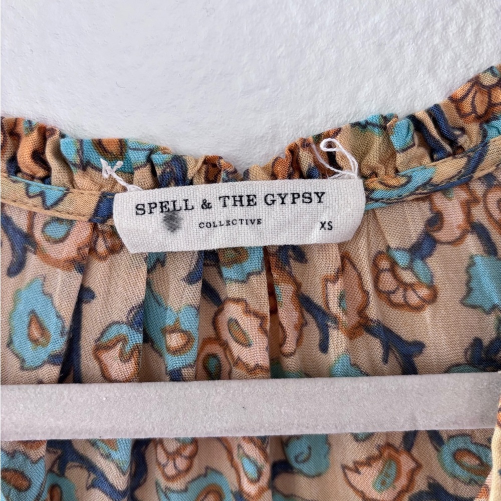 Spell & The Gypsy Collective Delirium Maxi Dress Gold Boho Floral XS Extra Small - Picture 4 of 15